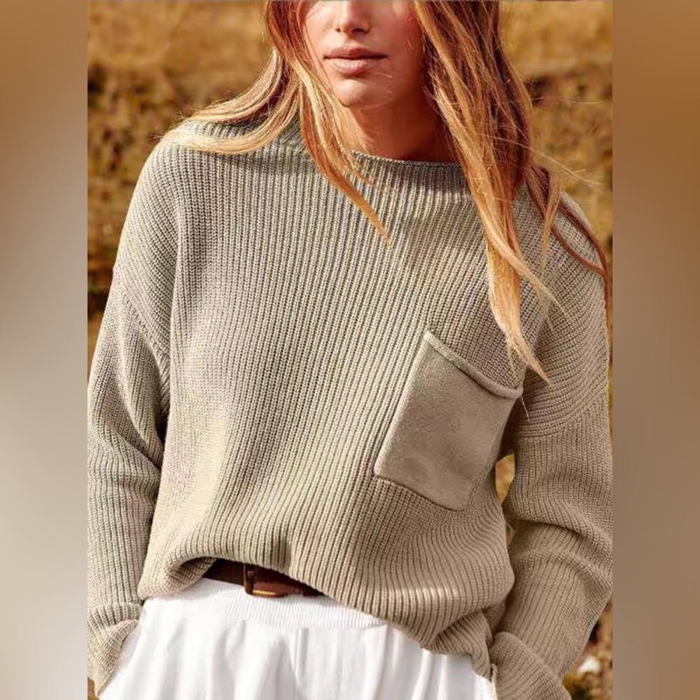 Pocket Detail Dropped Shoulder Sweater - Picture 2 of 11
